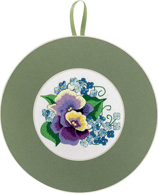 Pansies and Forget Me Nots Embroidery Kit by PANNA