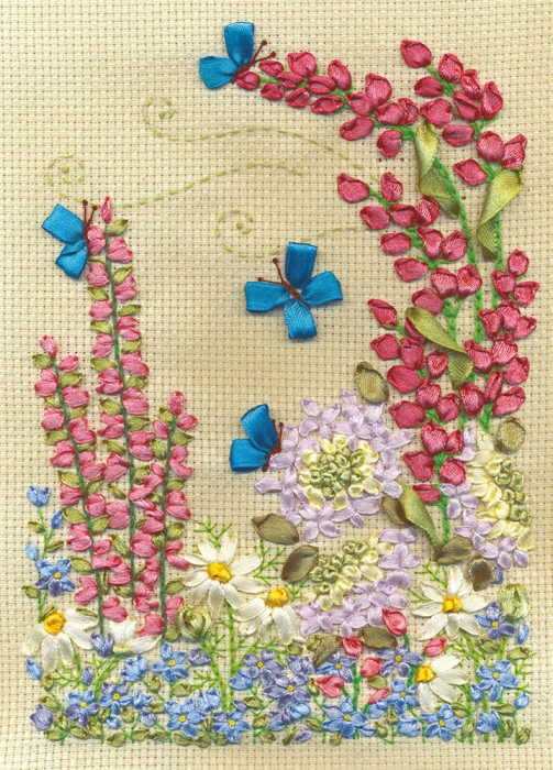 Lupins and Butterflies Ribbon Embroidery Kit by PANNA