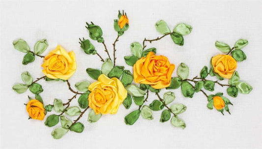 Yellow Roses Ribbon Embroidery Kit by PANNA
