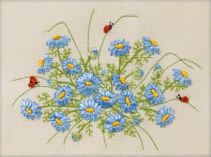 Cornflowers Ribbon Embroidery Kit by PANNA