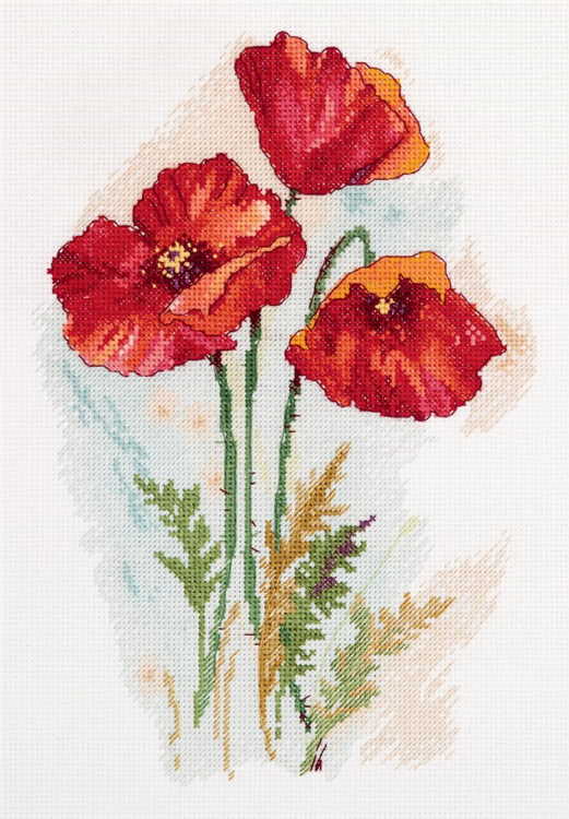 Watercolour Poppies Cross Stitch Kit by PANNA