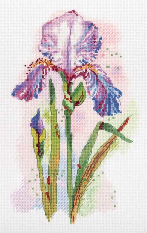 Watercolour Iris Cross Stitch Kit by PANNA