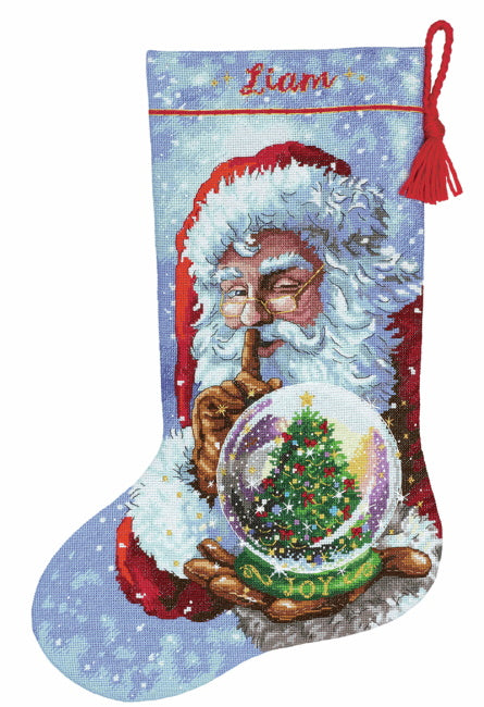 Santa's Snow Globe Christmas Stocking Cross Stitch Kit by Dimensions