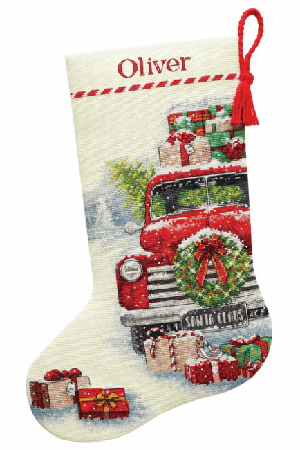 Santa's Truck Christmas Stocking Cross Stitch Kit by Dimensions