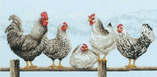 Black and White Hens Cross Stitch Kit by Dimensions