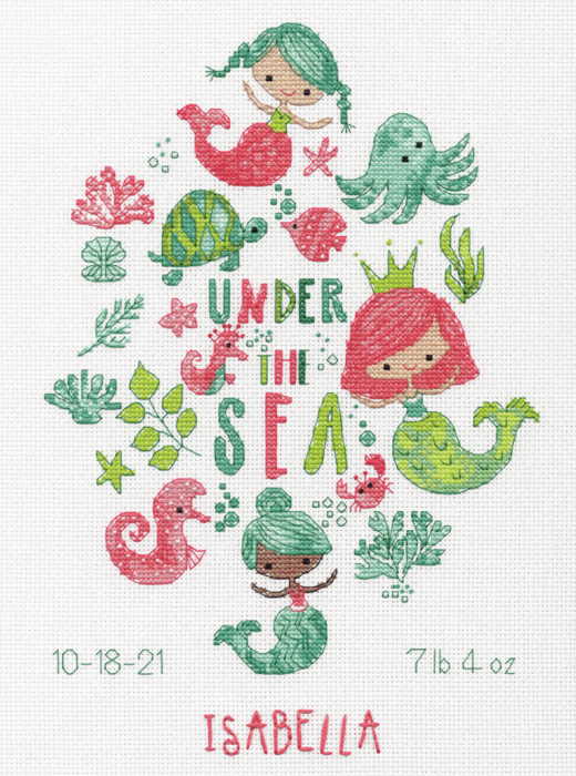 Under the Sea Birth Sampler Cross Stitch Kit by Dimensions