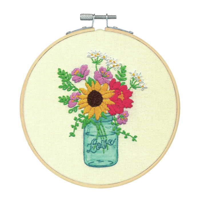 Floral Jar Embroidery Kit by Dimensions