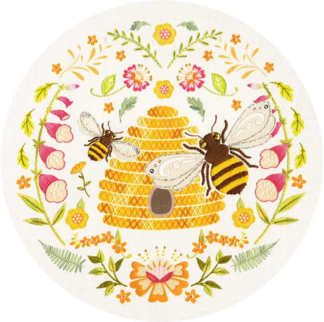 Folk Bees Embroidery Kit By Bothy Threads