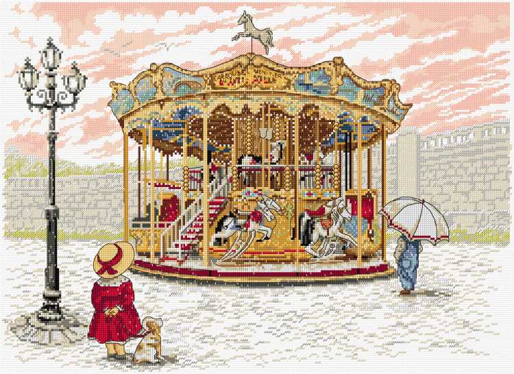 Snowy Carousel All Our Yesterdays Cross Stitch Kit by Faye Whittaker