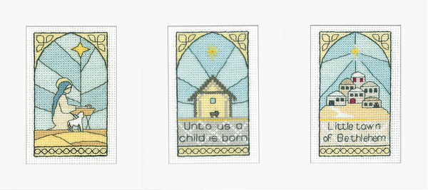 Stained Glass Windows Cross Stitch Christmas Card Set by Heritage Crafts
