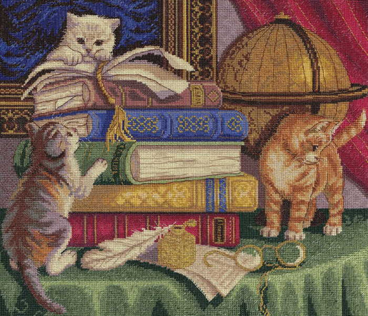 Kittens with Books Cross Stitch Kit by PANNA