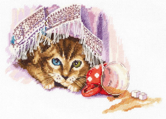 Naughty Cat Cross Stitch Kit by PANNA