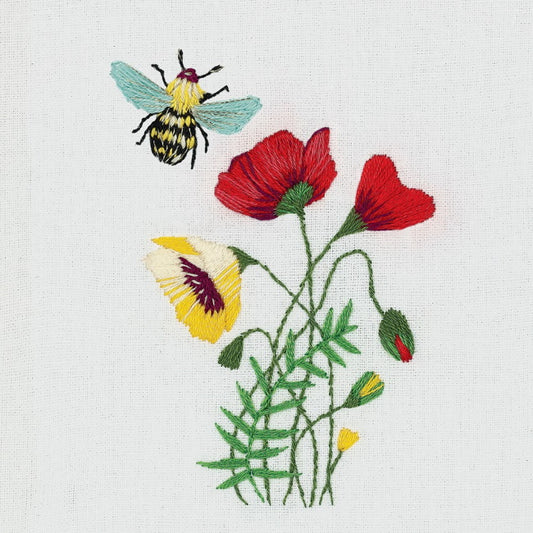 Bee and Poppies Embroidery Kit by PANNA