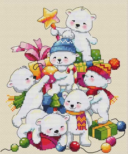 Christmas Bears Cross Stitch Kit by Merejka