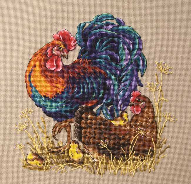 Rooster and Hen Cross Stitch Kit by Merejka