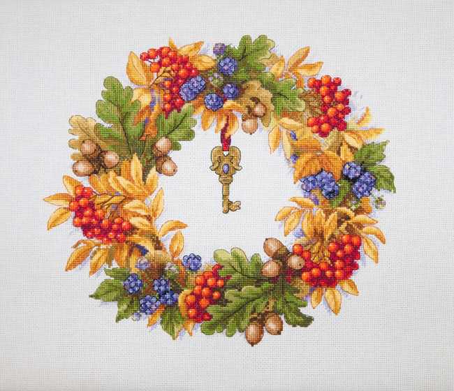 Autumn Wreath Cross Stitch Kit by Merejka