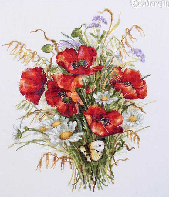 Poppies and Oats Cross Stitch Kit by Merejka