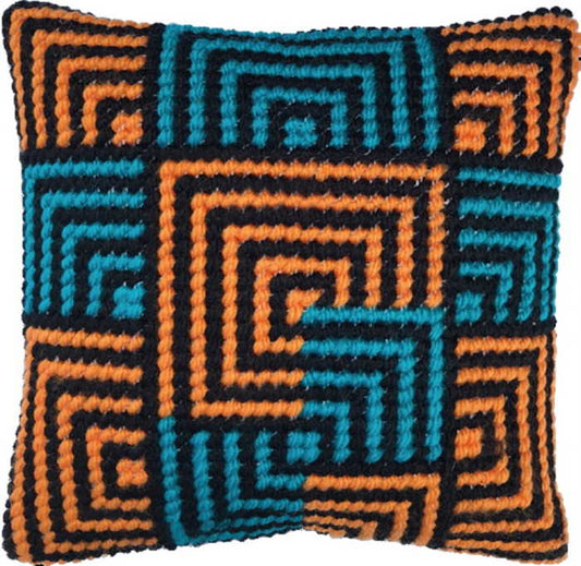 Blue and Gold Bargello Tapestry Cushion Kit By Needleart World