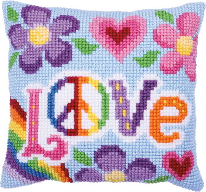 Love Always Printed Cross Stitch Cushion Kit by Needleart World