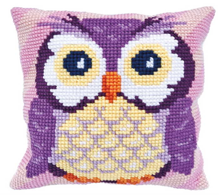 Owl Printed Cross Stitch Cushion Kit by Needleart World
