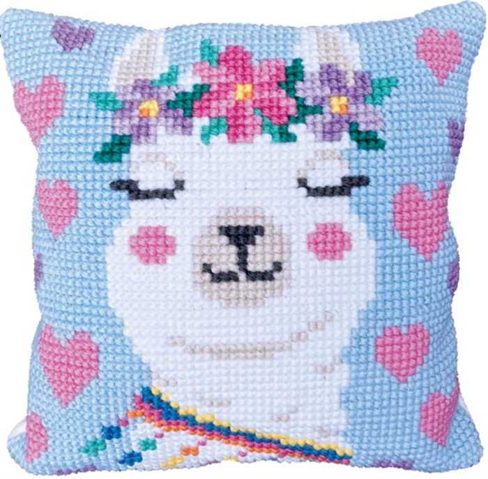 Llama Printed Cross Stitch Cushion Kit by Needleart World