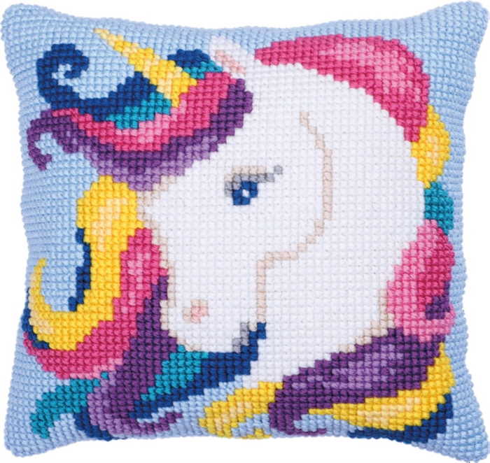 Unicorn Printed Cross Stitch Cushion Kit by Needleart World
