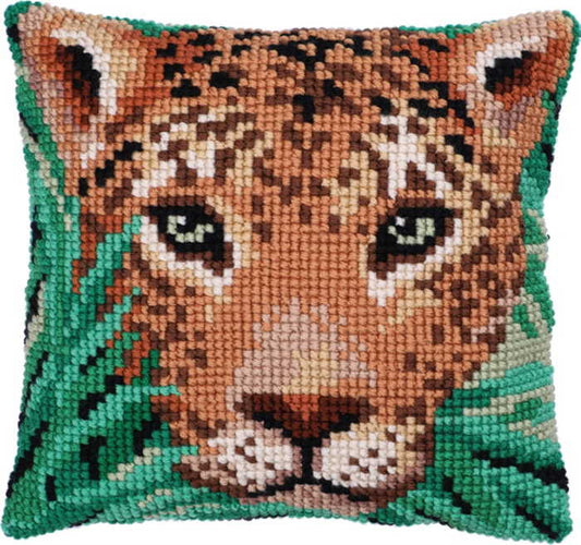 Leopard Watch Printed Cross Stitch Cushion Kit by Needleart World