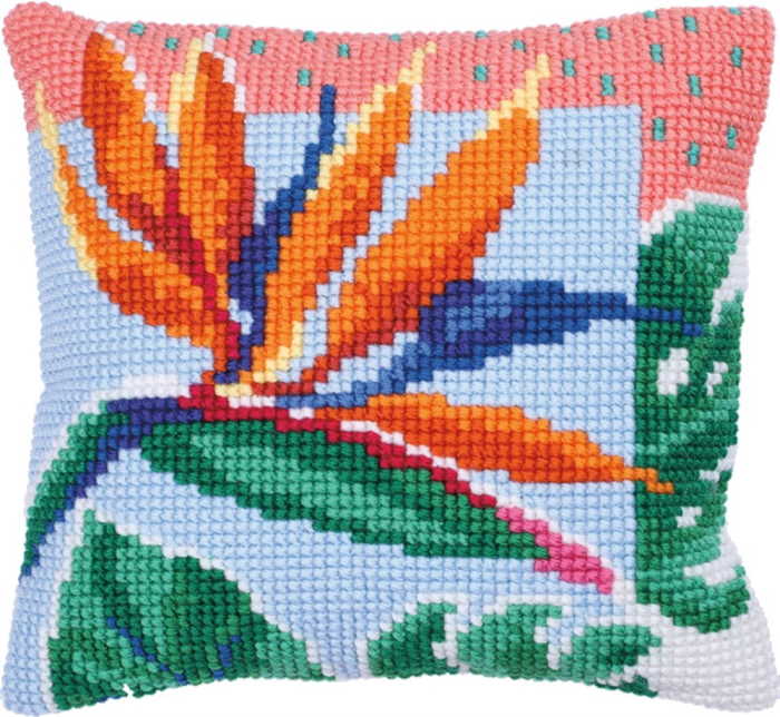 Bird of Paradise Printed Cross Stitch Cushion Kit by Needleart World