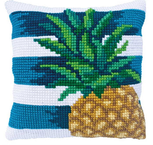 Pineapple Printed Cross Stitch Cushion Kit by Needleart World