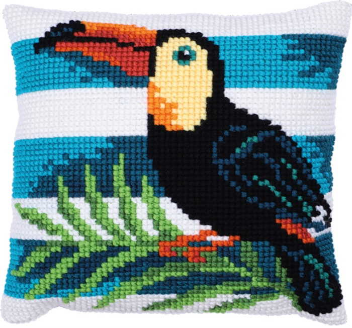 Toucan Printed Cross Stitch Cushion Kit by Needleart World