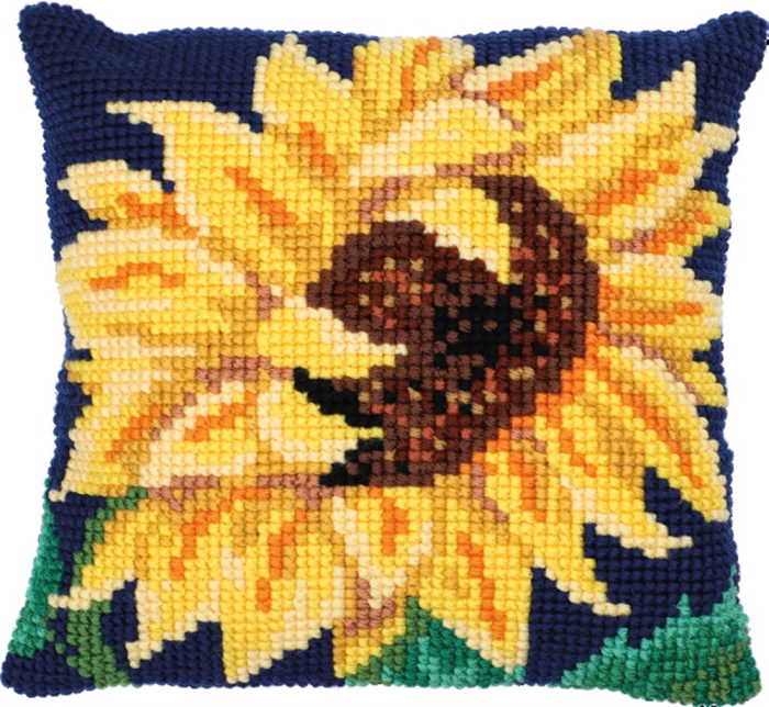 Sunflower Bloom Printed Cross Stitch Cushion Kit by Needleart World