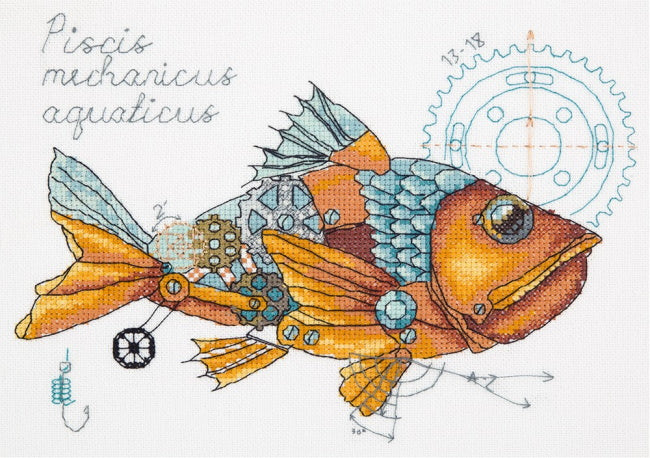 Clockwork Fish Cross Stitch Kit by PANNA