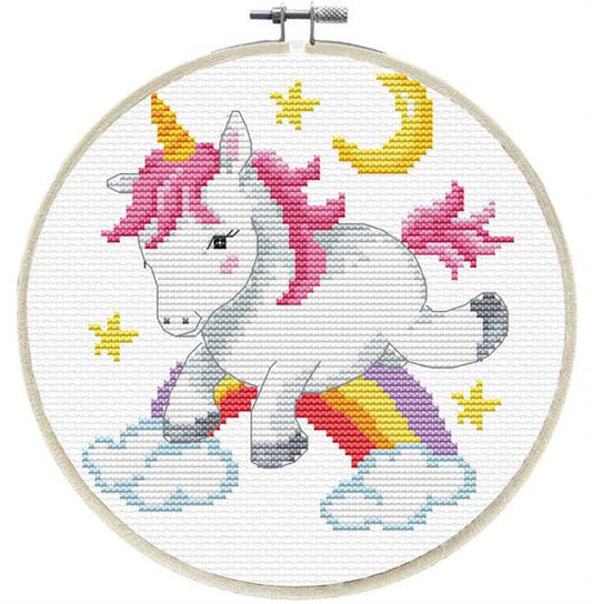 Unicorn Frolic Printed Cross Stitch Kit by Needleart World