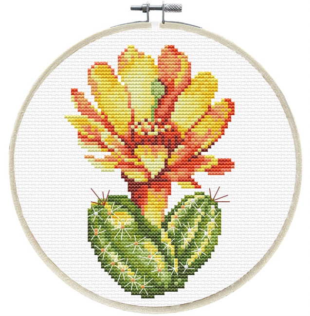 Yellow Cactus Printed Cross Stitch Kit by Needleart World