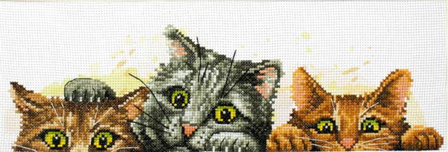 Curious Kittens Printed Cross Stitch Kit by Needleart World