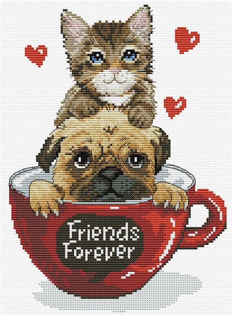 Friends Forever Printed Cross Stitch Kit by Needleart World