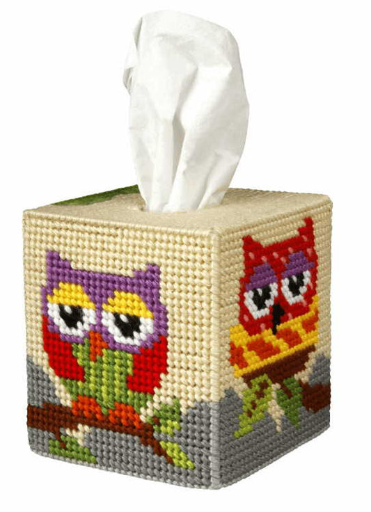 Owl Tissue Box Cover Counted Tapestry Kit by Orchidea