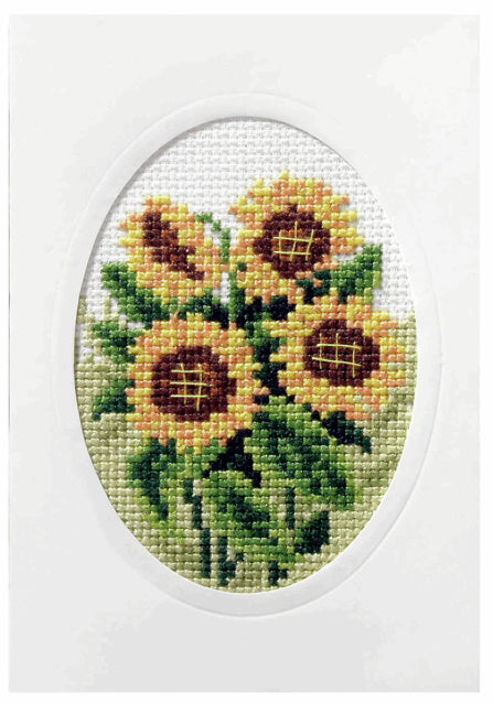 Sunflowers Printed Cross Stitch Card Kit by Orchidea