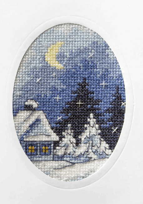 Twilight Winter Printed Cross Stitch Christmas Card Kit by Orchidea