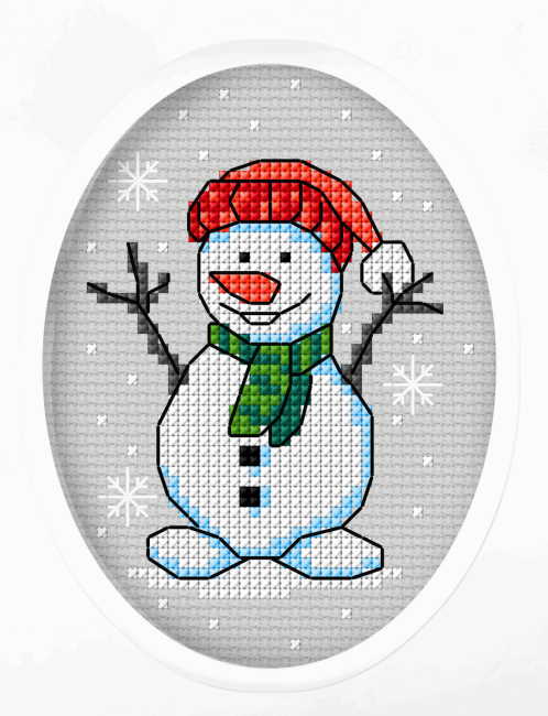 Snowman Cross Stitch Christmas Card Kit by Orchidea
