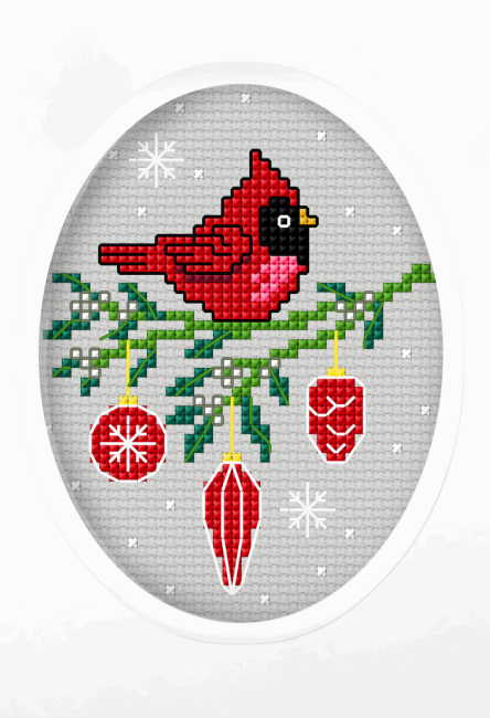 Cardinal Cross Stitch Christmas Card Kit by Orchidea
