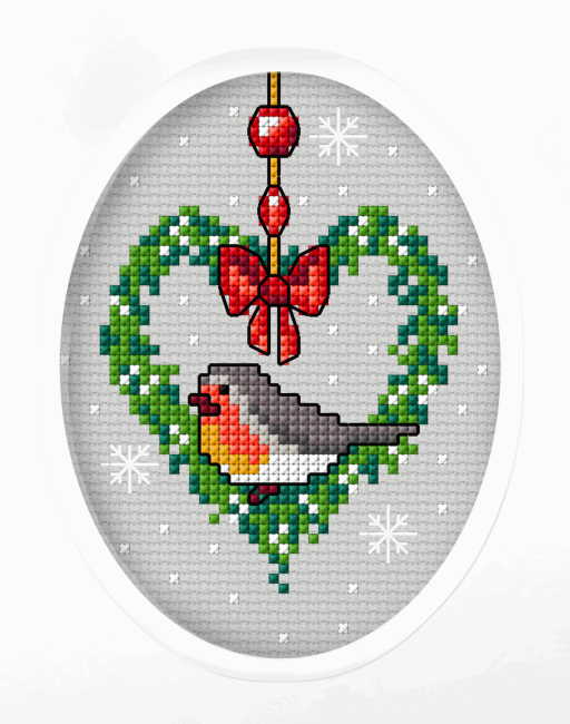 Robin Cross Stitch Christmas Card Kit by Orchidea