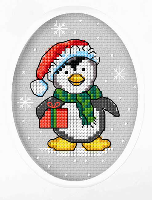 Penguin Cross Stitch Christmas Card Kit by Orchidea