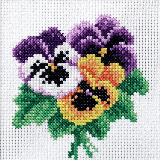 Pansy Printed Cross Stitch Kit by Orchidea