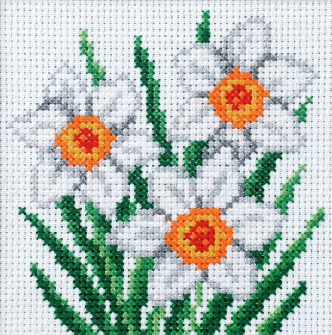 Narcissus Printed Cross Stitch Kit by Orchidea