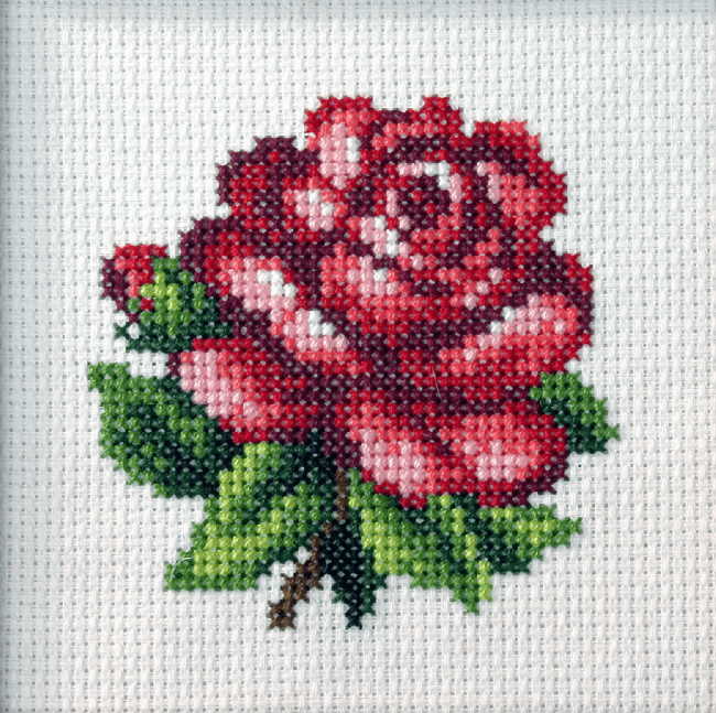 Red Rose Printed Cross Stitch Kit by Orchidea