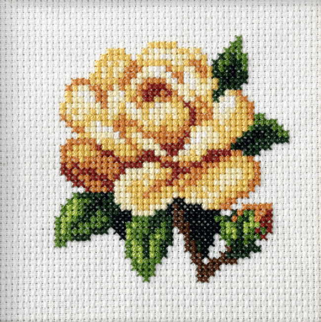 Yellow Rose Printed Cross Stitch Kit by Orchidea