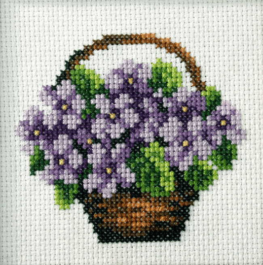 Violets Printed Cross Stitch Kit by Orchidea