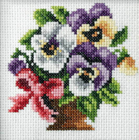 Pansies Printed Cross Stitch Kit by Orchidea