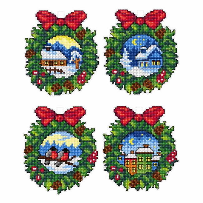Christmas Wreaths Cross Stitch Kit by Orchidea